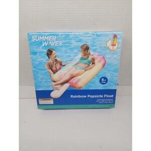 Summer Waves Rainbow Popsicle Pool Float 72"L x 28"W x 7.5"H NIB 6 FT Long